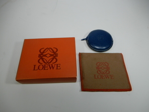 【正規品】LOEWE　ロエベ　丸型　小銭入れ　ブルー　青　ロゴ　レザー　コインケース　保存袋付き　箱付き　O-360