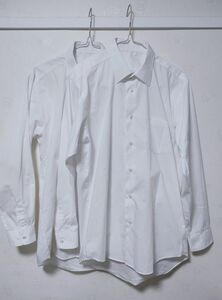 最終価格！【着用少なめ】 ワイシャツ 長袖 175A 2枚セット 白 綿ポリ混紡 速乾 スクールシャツ 学生服 ホワイト 