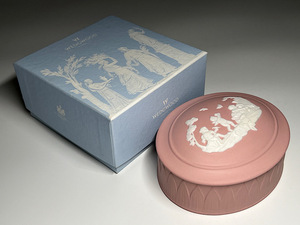 【瑞】ウェッジウッドWEDGWOOD　ジャスパー　ピンク　蓋物　小物入れ　共箱栞