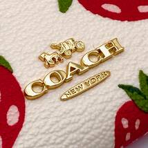 1円～ 未使用 COACH コーチ パスケース ワイルド ストロベリー プリント 定期入れ ミニIDケース レディース　CH541 チョーク いちご 苺_画像8