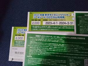 ★東京ディズニーリゾート コーポレートプログラム利用券　2000円券2枚セット　即決2500円　ディズニーランド　ディズニーシー