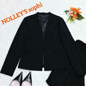美品☆NOLLEY'S Sophi　ノーリーズソフィ　ノーカラージャケット　フォーマル　ブラック　38