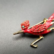 ロードランナー 真っ赤 ヴィンテージ ブローチ 鳥 動物モチーフ レトロキュート コスチュームジュエリー 存在感 AJZ①11_画像10