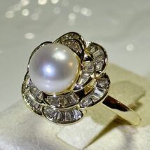 「綺麗本真珠指輪8-9mm 天然パールリング」k18仕上げ_画像3