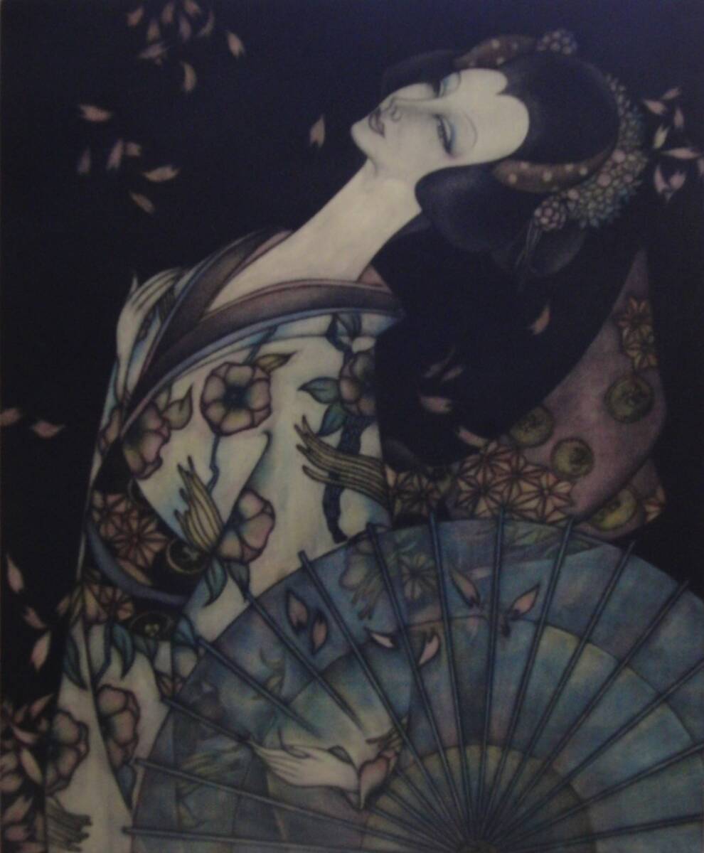 Masao Yoshida, Color mezzotinto Hidrigasa, ¡Talla grande! Impresión en cobre, limitado a 75 copias, 26/75, Enmarcado en un nuevo marco japonés., Obra de arte, Cuadro, Retratos