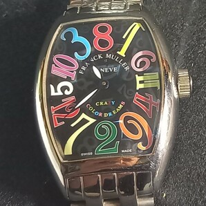 フランクミュラー クレイジーアワーズ カラードリームス 文字盤ブラック 純正レザーバンド 腕時計 自動巻き 動作確認済みの画像4