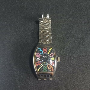 フランクミュラー クレイジーアワーズ カラードリームス 文字盤ブラック 純正レザーバンド 腕時計 自動巻き 動作確認済みの画像1