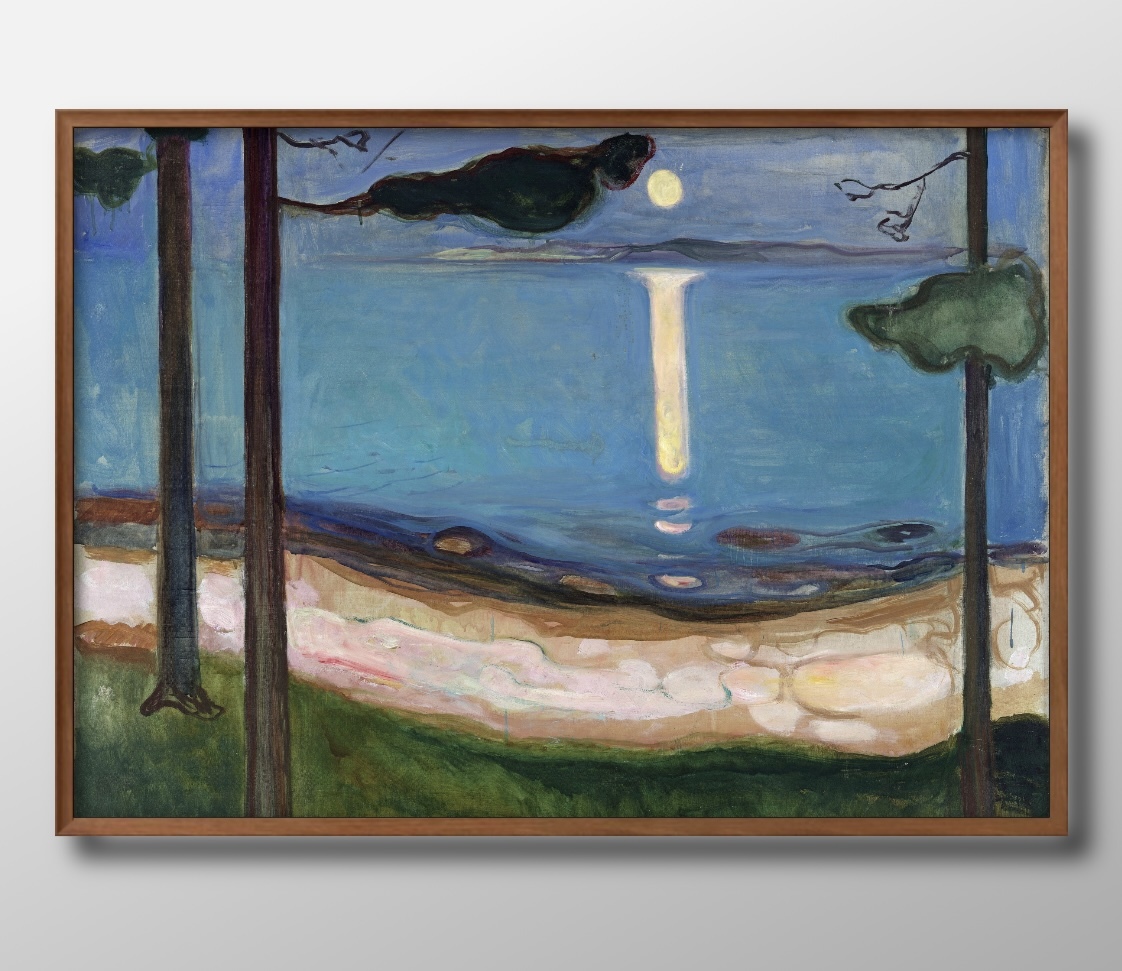 1971 ■Free shipping!! Art poster painting A3 size Edvard Munch Moonlight illustration Scandinavian matte paper, residence, interior, others