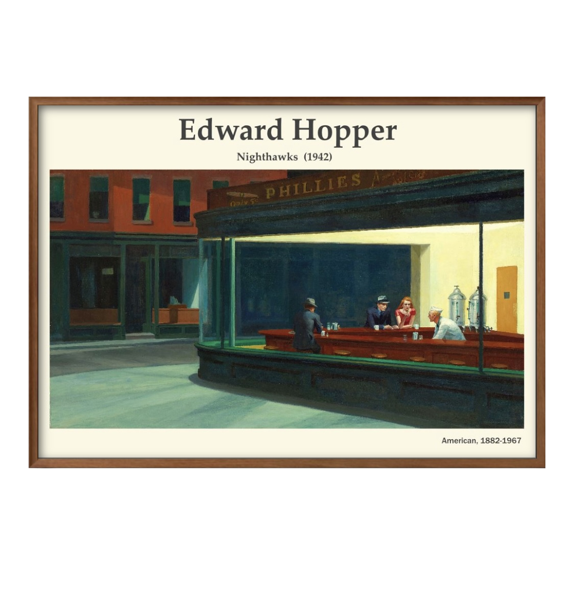 1-4479■¡¡Envío gratis!! Póster artístico pintura tamaño A3 Edward Hopper Nighthawks diseño de ilustración papel mate nórdico, Alojamiento, interior, otros