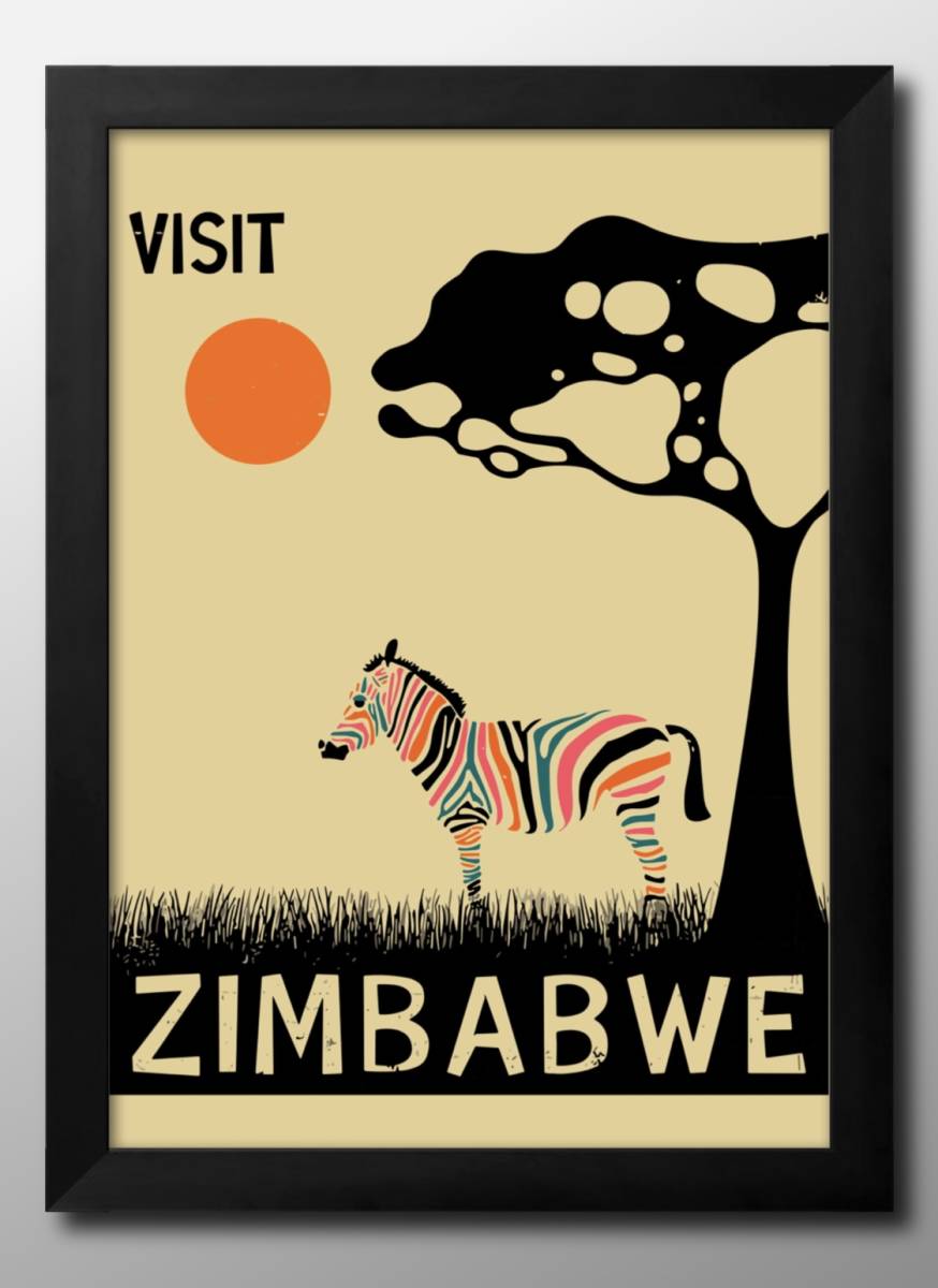 14039 ■ ¡Envío gratis! Póster artístico, pintura, tamaño A3, ilustración de África de Zimbabwe, papel mate escandinavo, residencia, interior, otros