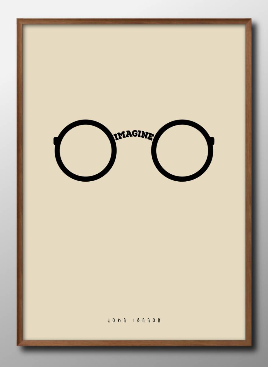 14541■Free shipping!! Art poster painting A3 size John Lennon Imagine Glasses illustration Nordic matte paper, Housing, interior, others