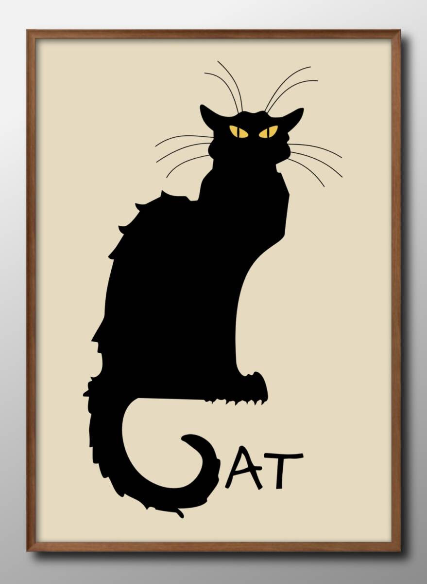 14542■免运费！！艺术海报绘画 A3 尺寸 Neko 猫聊天黑色插图斯堪的纳维亚哑光纸, 住宅, 内部的, 其他的