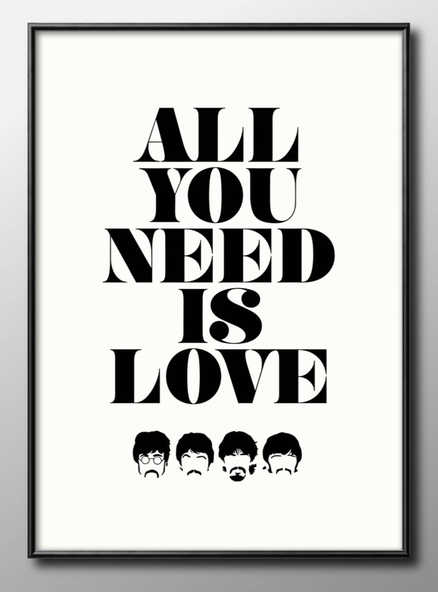 14452■무료배송!! 아트 포스터 페인팅 A3사이즈 The Beatles ALL YOU NEED IS LOVE 비틀즈 일러스트 북유럽 무광택 용지, 주택, 내부, 다른 사람