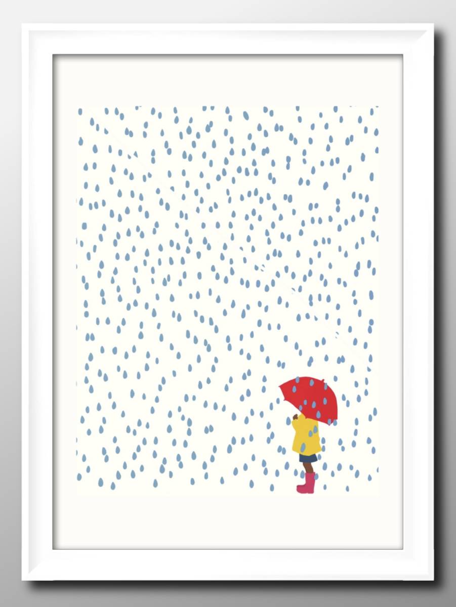 14217■免运费！！艺术海报绘画 A3 尺寸雨中女孩插画斯堪的纳维亚哑光纸, 住宅, 内部的, 其他的