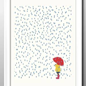 14217■送料無料!!アートポスター 絵画 A3サイズ『雨の中の少女』イラスト 北欧 マット紙の画像1
