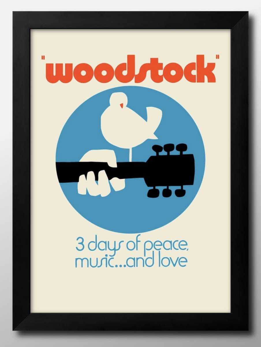 12295 ■ Livraison gratuite !! Affiche d’art peinture format A3 Woodstock Love & Peace illustration design papier mat nordique, Logement, intérieur, autres