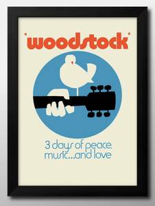 Art hand Auction 12295■Free shipping!! Art poster painting A3 size Woodstock Love & Peace Peace illustration design Nordic matte paper, Housing, interior, others