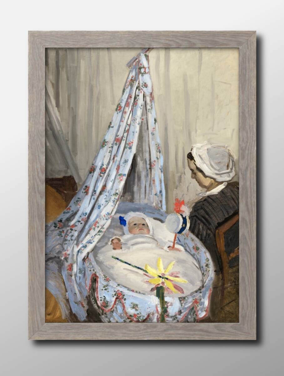 1227 ■Livraison gratuite !! Affiche d'art peinture format A3 Claude Monet Jean Monet dans le berceau illustration papier mat nordique, Logement, intérieur, autres