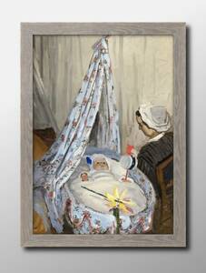 Art hand Auction 1227■무료배송!! 아트 포스터 페인팅 A3 사이즈 Claude Monet Jean Monet in the Cradle 일러스트레이션 북유럽 무광택 종이, 주택, 내부, 다른 사람