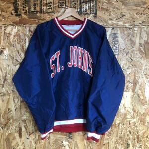 90s USA vintage Bnadenick カレッジ ナイロンプルオーバー Vネック アメリカ古着 ヴィンテージUSA製 ST.Johns セントジョンズ L相当