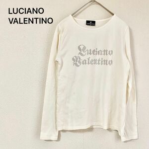 LUCIANO VALENTINO ルチアーノバレンチノ　ビジュー　ロゴ　 長袖　Tシャツ M ビンテージ ホワイト ロンT