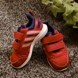 送料込 14cm◆キッズスニーカーadidas◆アディダス レッド 男女OK ユニセックス