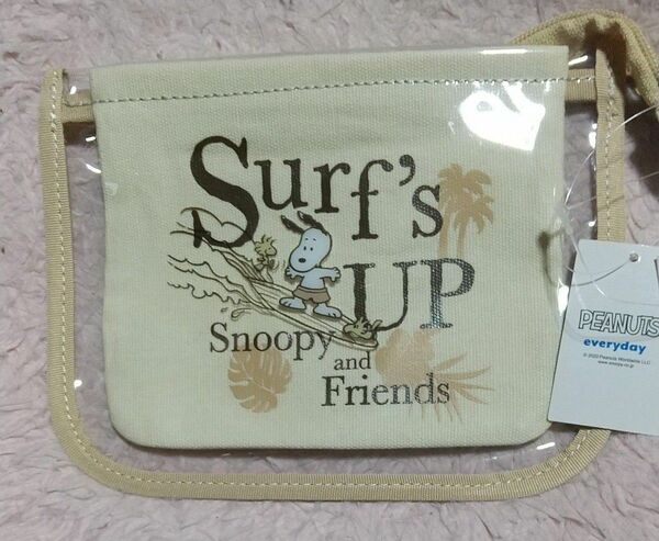 SNOOPY and Friends　スヌーピー　ポーチ　キャンバス地　クリア　タグ付未使用品　□オマケ：日曜限定□