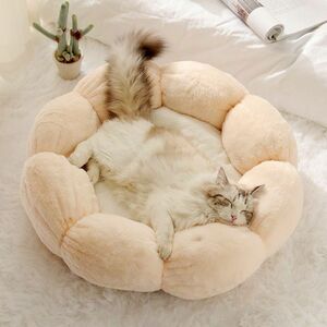 猫 犬 ベッド ペットクッション ペットベッド ペットソファー ラウンド型 薄ピンク50cm