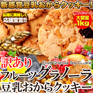 ★特価★訳あり フルーツグラノーラ豆乳おからクッキー1kg/ダイエットスイーツ※賞味期限2024.4.27（崩れあり）