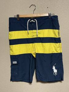 ポロラルフローレン POLO RALPH LAUREN水着 ハーフパンツ ビッグポニー ネイビー×イエロー 中古 サイズXL