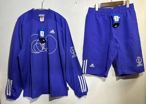 adidas セットアップ Mサイズ FIFA WORLD CUP KOREA JAPAN セットアップ 上下セット ロンT ハーフパンツ ブルー