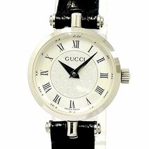 【1円スタート】GUCCI グッチ 2040L シェリーライン SS×革ベルト シルバー文字盤 クオーツ レディース腕時計 ジャンク 251366_画像1