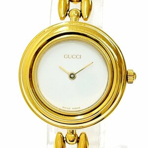 【1円スタート】【箱付き・訳あり品】GUCCI グッチ 11/12.2 チェンジベゼル 6種類 GP ホワイト文字盤 クオーツ レディース腕時計 251249