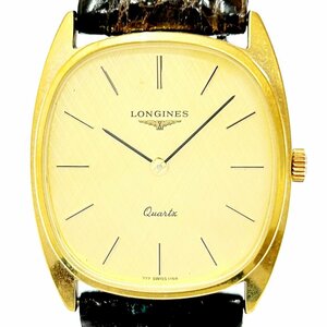 【1円スタート】LONGINES ロンジン GP×革ベルト ゴールド文字盤 クオーツ メンズ腕時計 251434