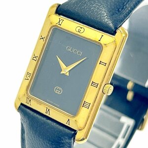 【1円スタート】GUCCI グッチ 4200M スクエア GP ブラック文字盤 クオーツ メンズ腕時計 254020