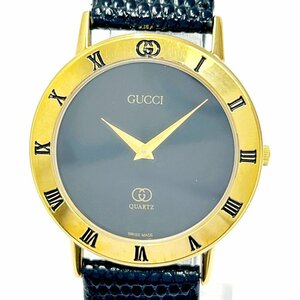 【1円スタート】GUCCI グッチ 3000M GP×革ベルト ブラック文字盤 クオーツ メンズ腕時計 ジャンク 253947