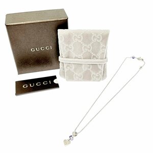 【箱付き】 GUCCI グッチ シルバー アメジスト ハートモチーフ ネックレス 6.1g 925刻印 253608 ネックレス