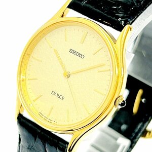 【1円スタート】SEIKO セイコー 8J41-6100 ドルチェ GP×SS ゴールド文字盤 クオーツ ボーイズ腕時計 257106