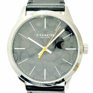 【1円スタート】COACH コーチ CA.118.2.112.1640 シグネチャー SS×革ベルト ブラック系文字盤 クオーツ メンズ腕時計 ジャンク 257193