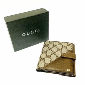 【1円スタート】【箱付き】GUCCI グッチ 904・03・111 オールドグッチ GG柄 PVC×レザー ブラウン 二つ折り 財布 251886