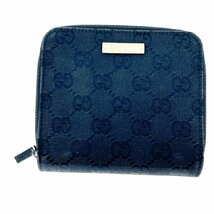 【1円スタート】【箱付き】GUCCI グッチ 035・4463・2211 GG柄 ラウンドファスナー キャンバス×カーフ ブラック 二つ折り 財布 251583_画像2