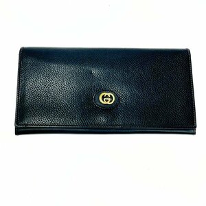 【1円スタート】【ヴィンテージ】GUCCI グッチ 035・149・0911 オールドグッチ GGロゴ レザー ブラック 二つ折り 長財布 251907