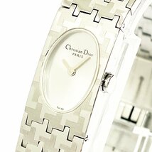 【1円スタート】Christian Dior クリスチャンディオール D70-100 ミスディオール SS シルバー文字盤 クオーツ レディース腕時計 253845_画像2