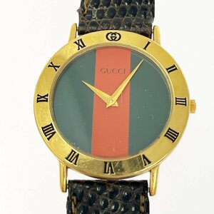 【1円スタート】【箱付き】GUCCI グッチ 3000.2.M GP レッド×グリーン文字盤 クオーツ メンズ腕時計 ジャンク 253892