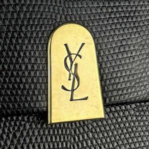 美品●Yves Saint Laurent イヴサンローラン ショルダーバッグ YSL カサンドラ 斜め掛け ゴールド金具 リザード型押し レザー 黒 ブラックの画像3