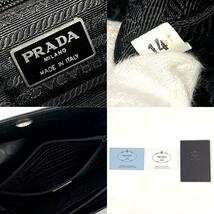 【美品】PRADA プラダ ワンショルダー 肩掛け プラチェーン ロゴ型押し ショルダーバッグ 白タグ 裏地総柄 レザー 黒 ブラック 男女兼用_画像9