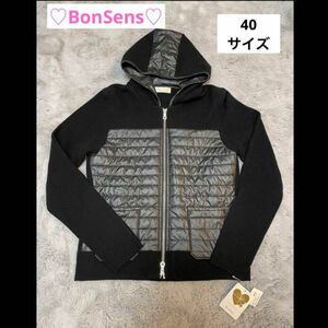 【新品】BonSens ボンサンス ジャケット フード付　黒 キルティング　L ダブルファスナー
