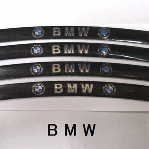 【新品・即決】ブラック BMW ビーエム ホイール タイヤ ボディ リムステッカー 0.8cm × 9cm 4個セットの画像1