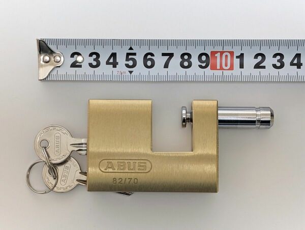 ドイツ製 南京錠 かんぬきタイプ ABUS モノブロック 82-70 シリンダー錠 鍵 閂式
