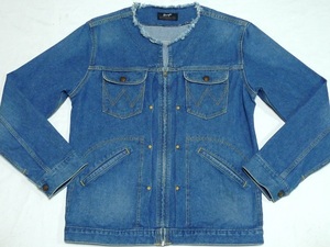 美品UrbanResearchSENSE OF PLACE別注WRANGLERラングラーDenimJacket襟無しデニムジャケットL(40)UsedWash\11990 